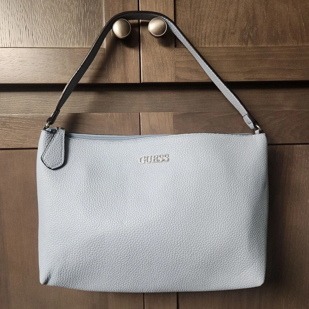 Guess Women's Faux Pebbled Texture Leather Baby Sky‎ Blue Shoulder Purse Spring